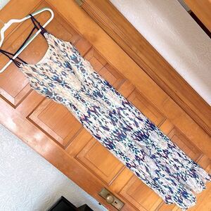 Xhilaration Cream Blue Purple Tie Dye High Low Dress size M
